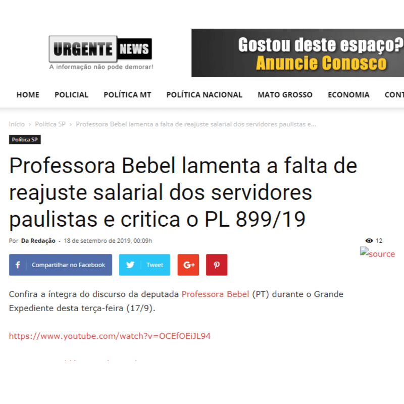 Professora Bebel lamenta a falta de reajuste salarial dos ...