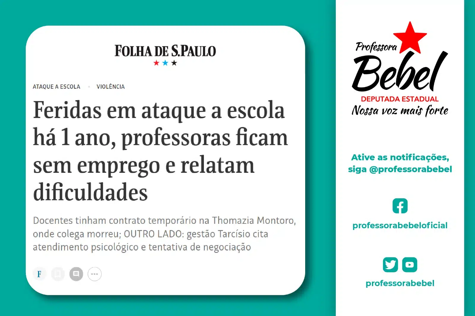 Read more about the article Feridas em ataque a escola há 1 ano, professoras ficam sem emprego e relatam dificuldades
